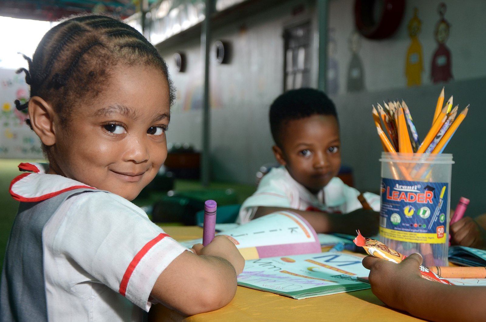 A Kemuel Kidz Academy pupil at her desk